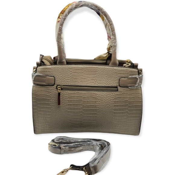 Faux Croc Embossed Satchel Bag - Picture 2 of 5